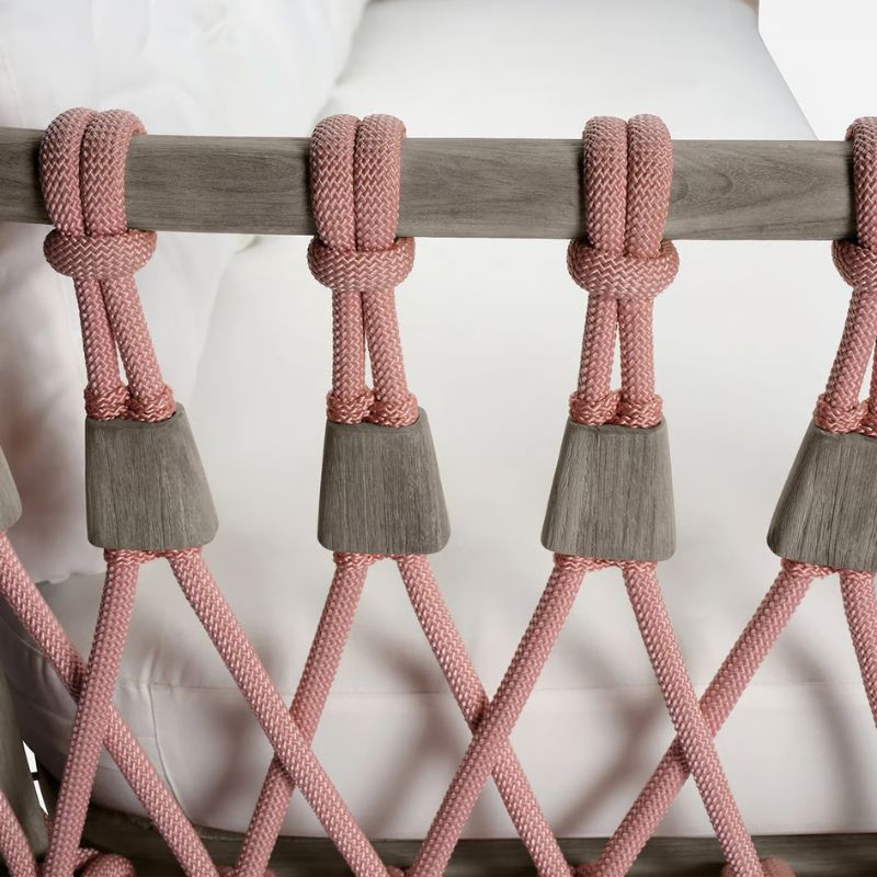 Blush rope diamond pattern details on the Graywashed Teak Frame