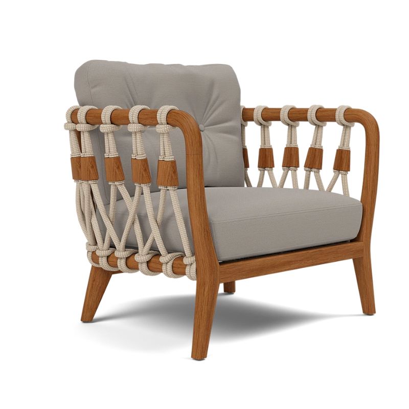 Kingsley Lounge Chair in Zinc Rope with Natural Rustic Teak frame finished with Alesk Stone cushions