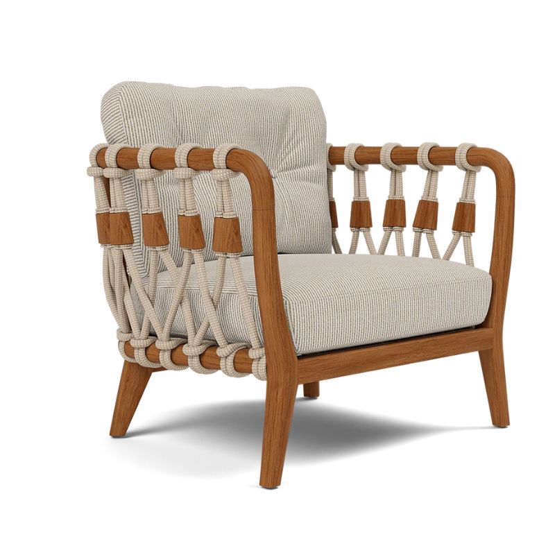 Kingsley Lounge Chair in Zinc Rope with Natural Rustic Teak frame in Mullen White Oat fabric