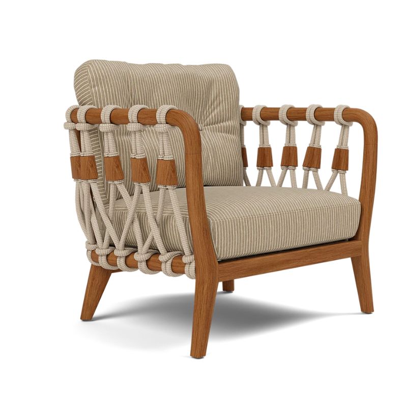 Kingsley Lounge Chair in Zinc Rope with Natural Rustic Teak frame in Oleta Oat upholstry