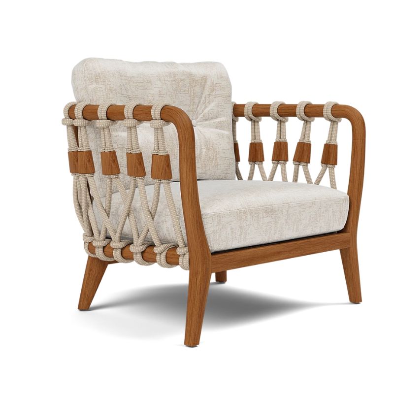Kingsley Lounge Chair in Zinc Rope with Natural Rustic Teak frame in Volta Sand fabric Upholstery