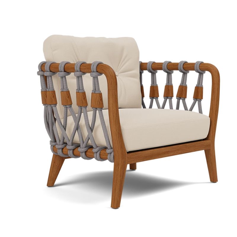 Kingsley Lounge Chair in Zinc rope with Weathered Natural Rustic Teak frame and Alsek Ivory Upholstery