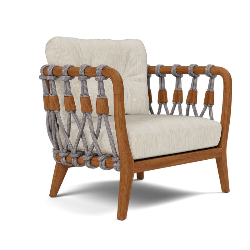 Kingsley Lounge Chair in Zinc rope with Weathered Natural Rustic Teak frame and danube beige mix Upholstery