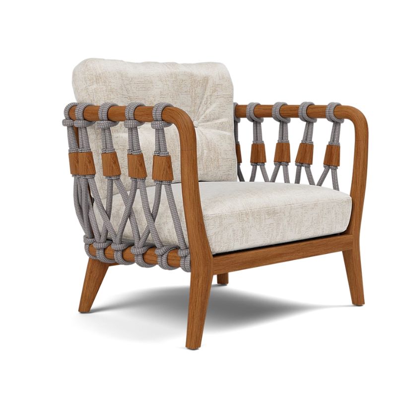Kingsley Lounge Chair in Zinc rope with Weathered Natural Rustic Teak frame and Voleta Sand Upholstery