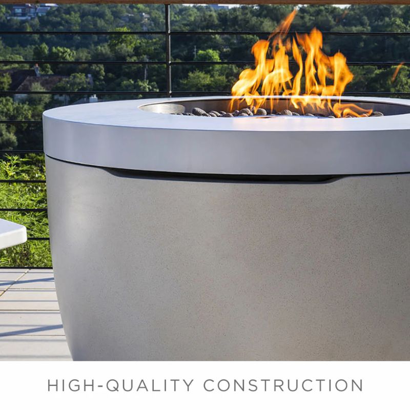 Ledge Halo fire pit powder-coated steel material details