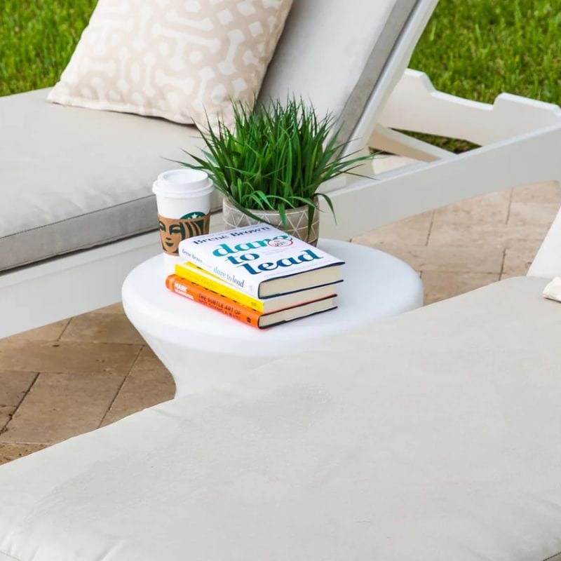 White Signature Side Table on the ground