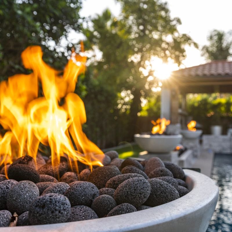 Luna Concrete Fire Pit by the pool