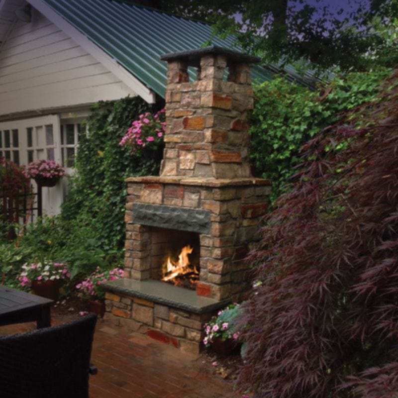 Burning Firewood in the Mason-Lite Outdoor Fireplace