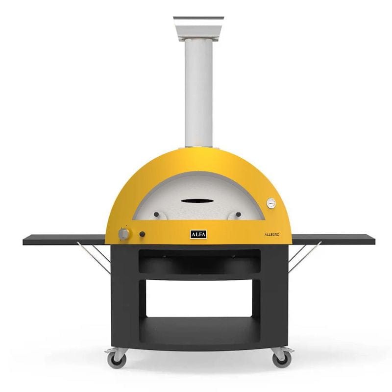 Alfa MODERNO 5 Pizze Gas Oven in Fire Yellow with Black Base