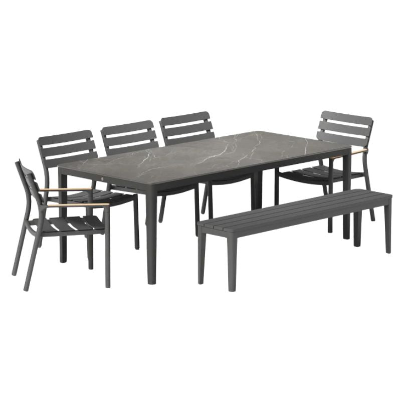 weather-resistant outdoor table for 6-8 people | OuterStone Dining table set