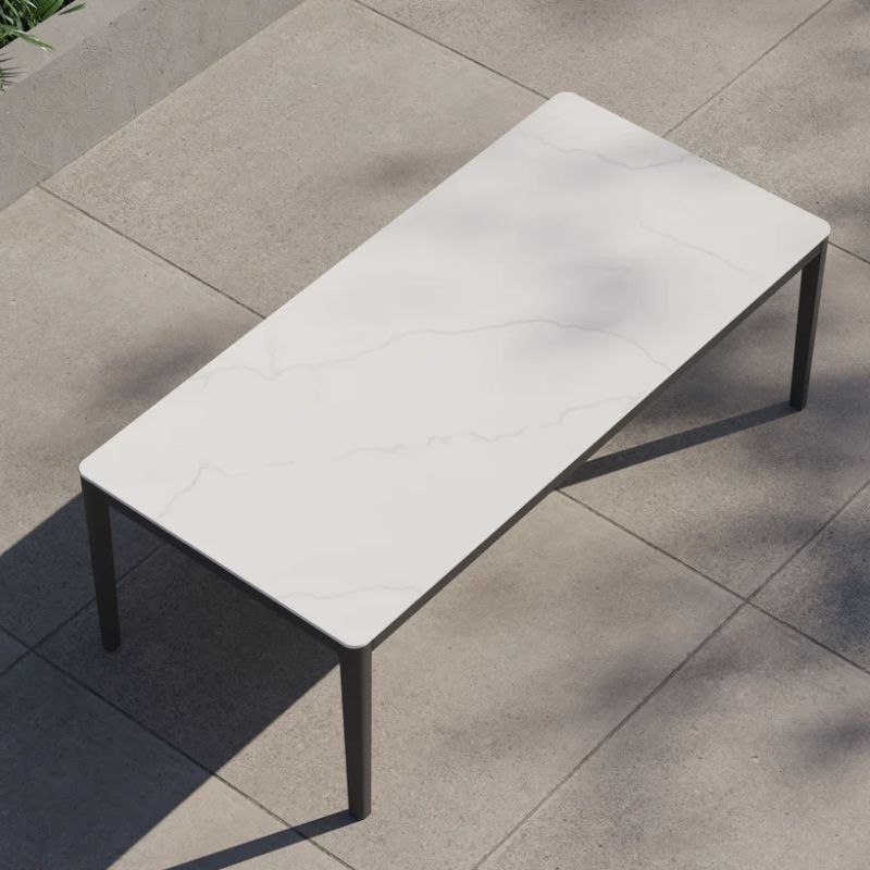 Glacier White OuterStone Outdoor Dining table on Patio
