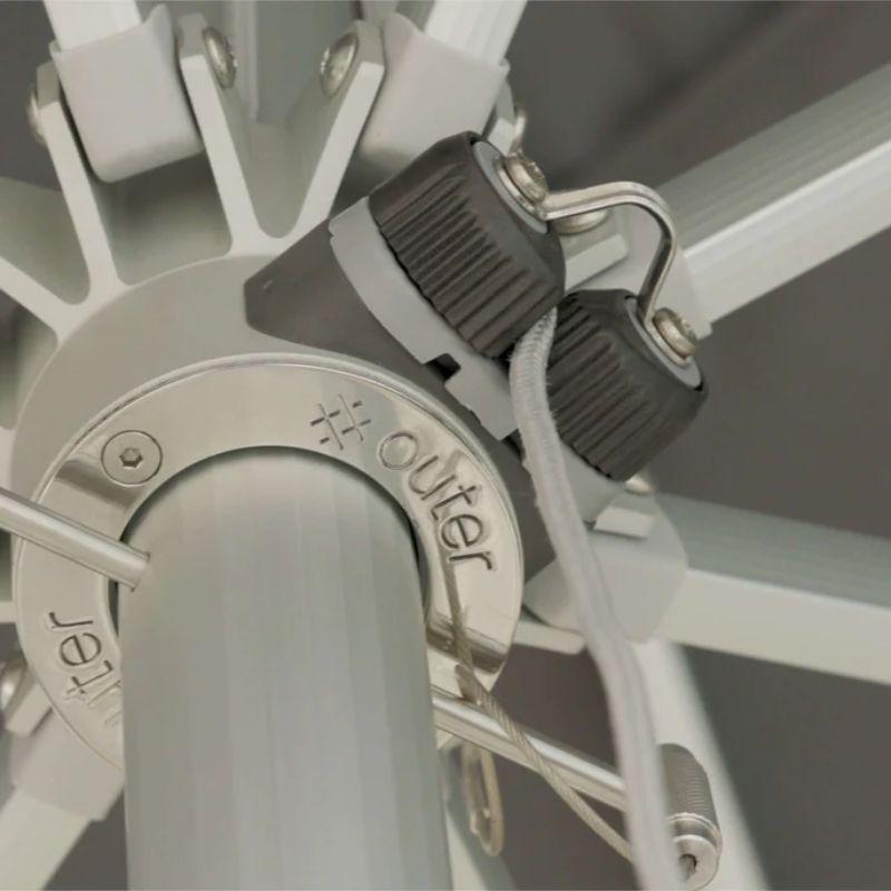 OUTER Umbrella Pulley details for lift and easy locking mechanism
