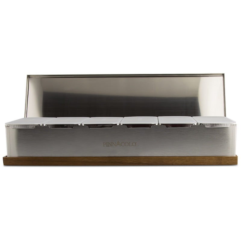 Pinnacolo 6-Compartment Condiment Topping Carrier lid open