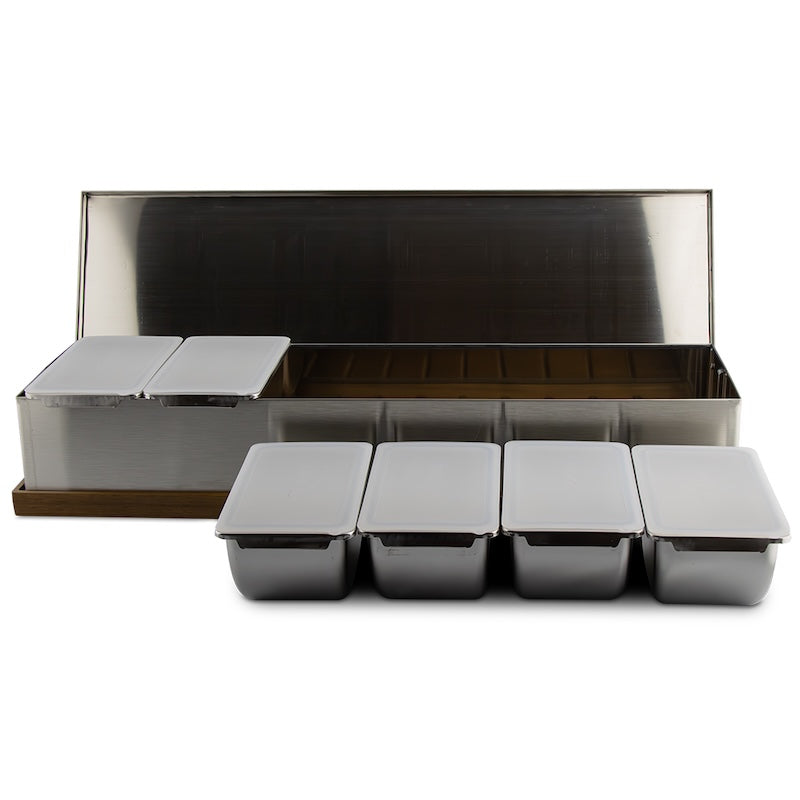 Removable Stainless Steel Condiment Holders with Silicone Lids