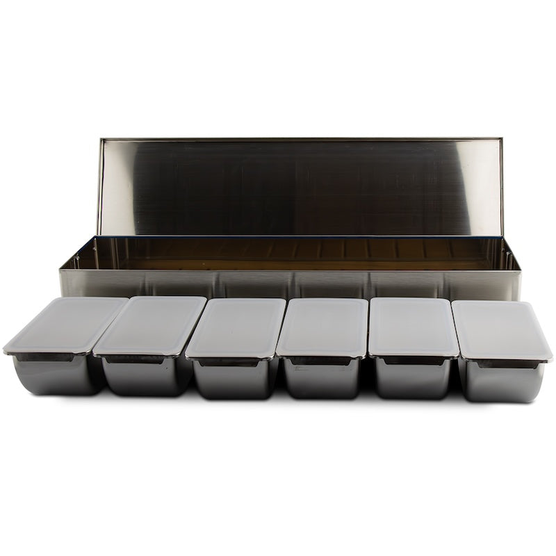 6 Removable 304 Stainless Steel Condiment Holders with Silicone Lids