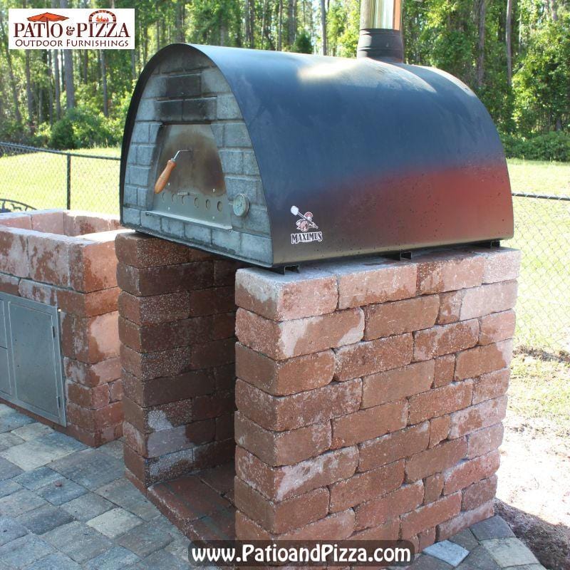 Pizza oven stand made with blocks