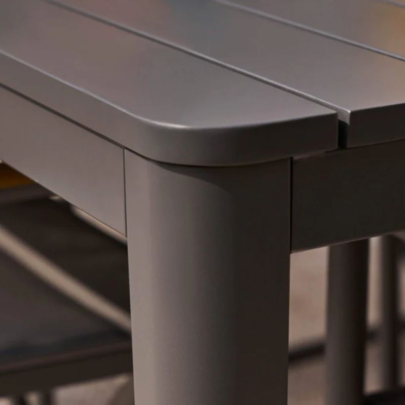 Powder-coated aluminum dining table surface