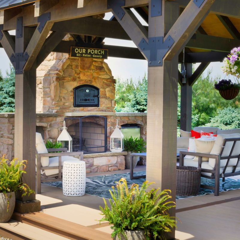 Round Grove Kiva Fireplace With Pizza Oven Combo