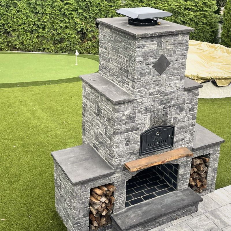 Round Grove Combination Unit with Black Fire brick lining