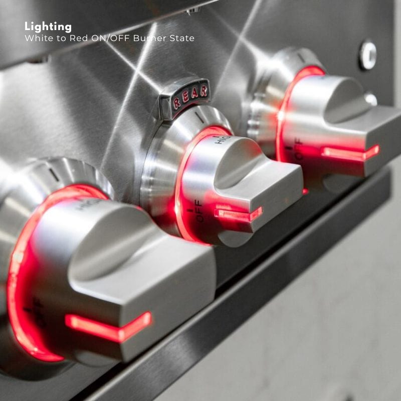Summerset Sizzler PRO Red Lights Around the Burner Knobs