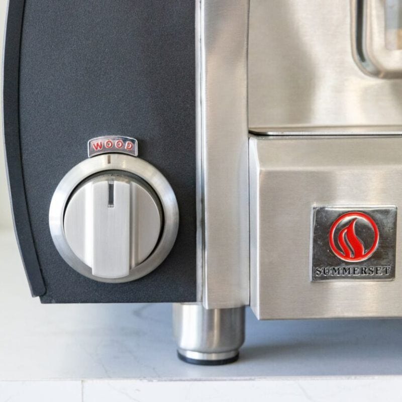 Wood Knob Close Up of the Summerset Hybrid Pizza Oven 