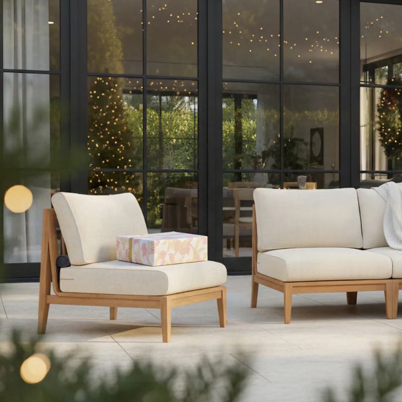 Teak Outdoor Modular Furniture set on the backyard