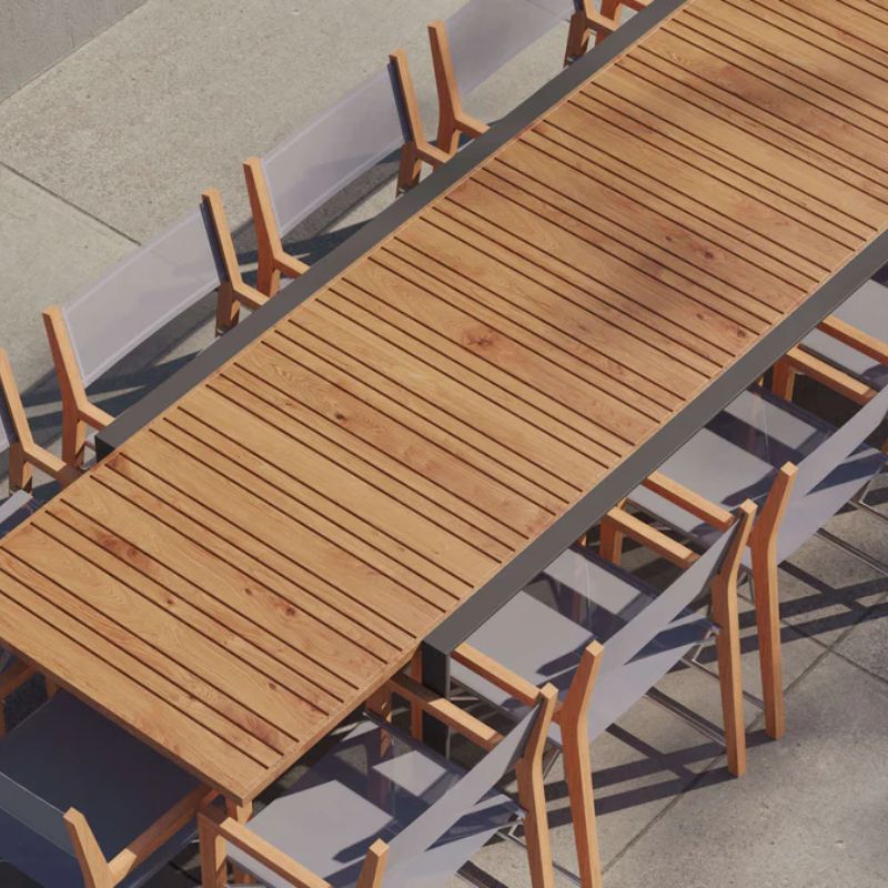 Teak + Aluminum Outdoor Expandable Dining Table Sets