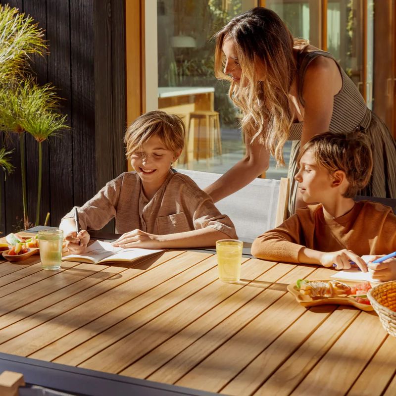 Teak + Aluminum Outdoor Expandable Dining Table Sets