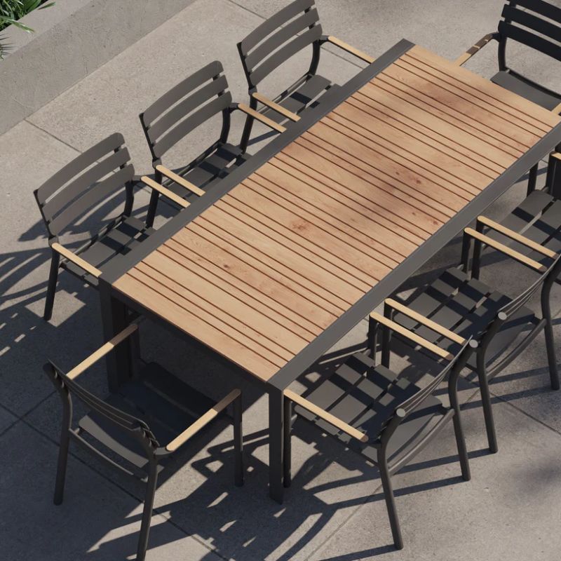 Teak + Aluminum Outdoor Expandable Dining Table Sets