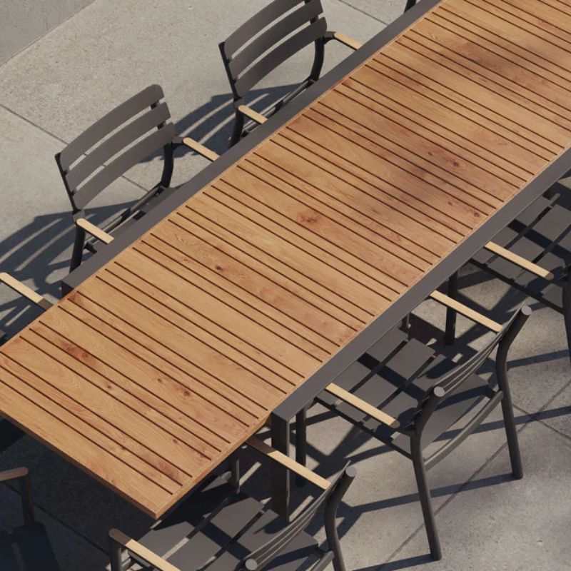 Teak + Aluminum Outdoor Expandable Dining Table Sets