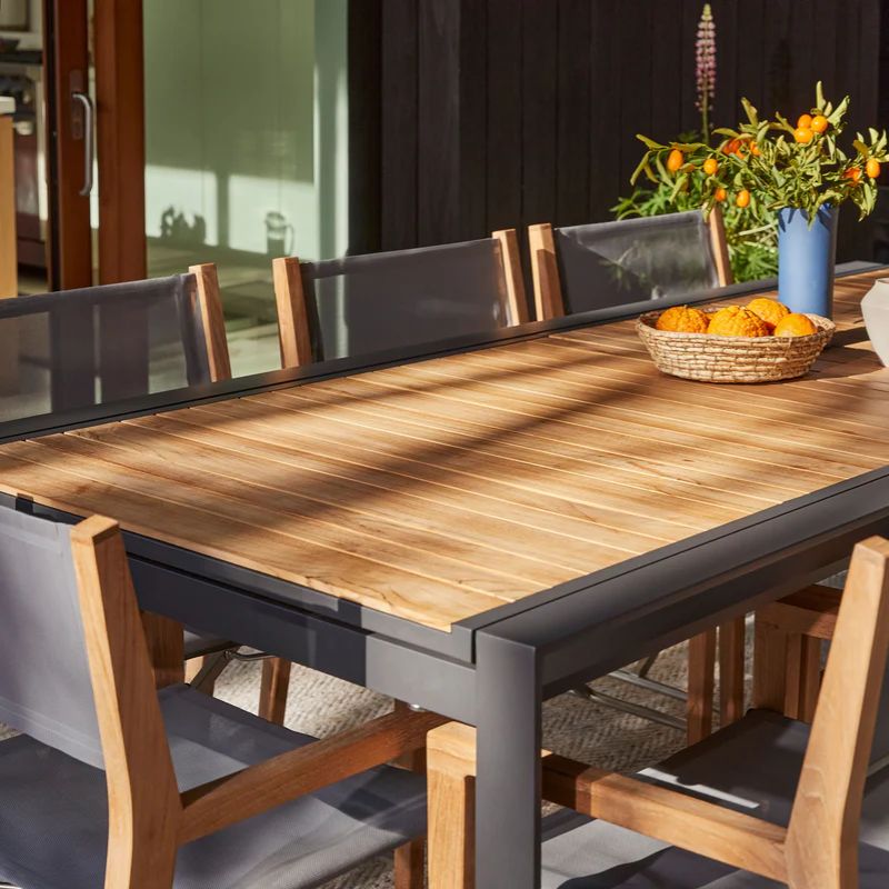 Teak + Aluminum Outdoor Expandable Dining Table Sets