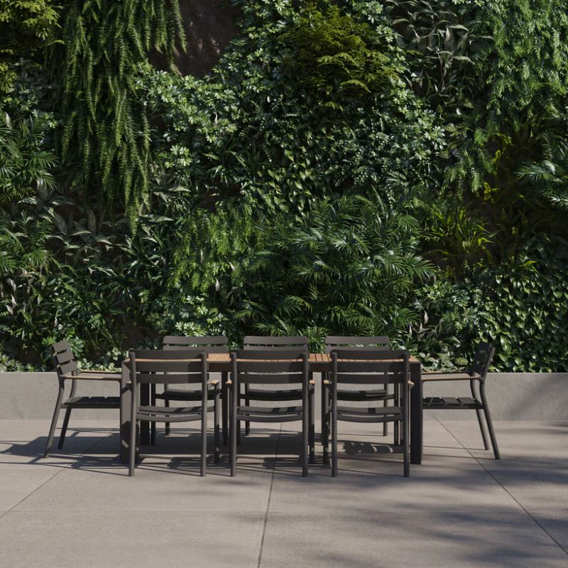 Teak + Aluminum Outdoor Expandable Dining Table Sets