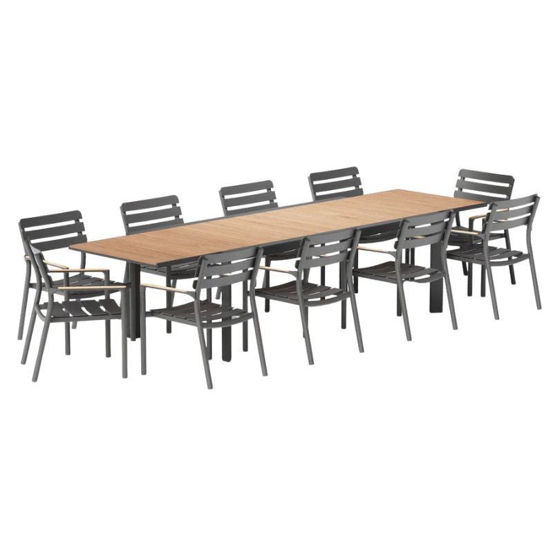 Teak + Aluminum Outdoor Expandable Dining Table Sets