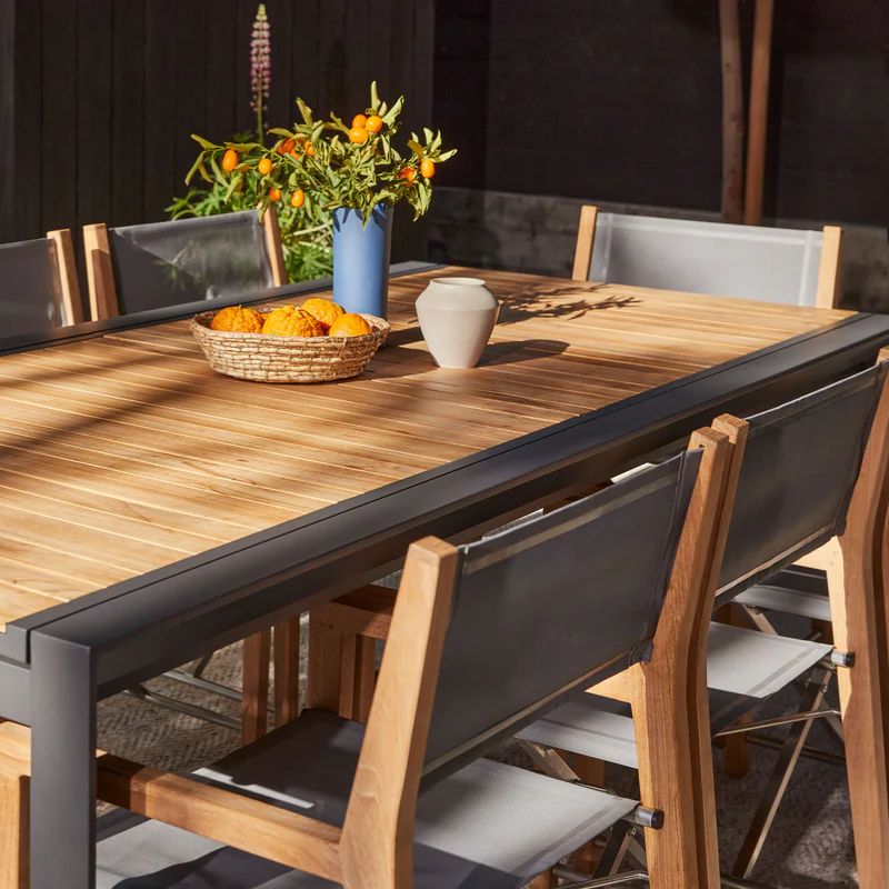 Teak + Aluminum Outdoor Expandable Dining Table Sets