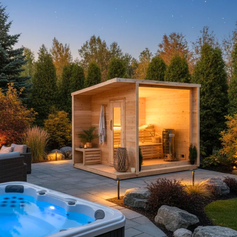 Outdoor Full Glass Home Canadian Sauna by True North