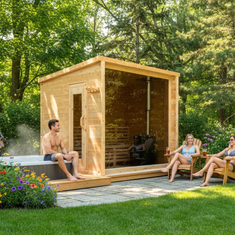 Jasper Full Glass Outdoor Cabin Sauna Made with Canadian Wood