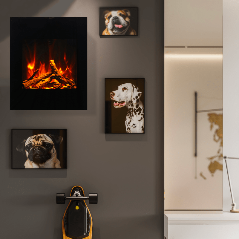Zero Clearance Corner Electric Fireplace with Black Glass Surround by Amantii