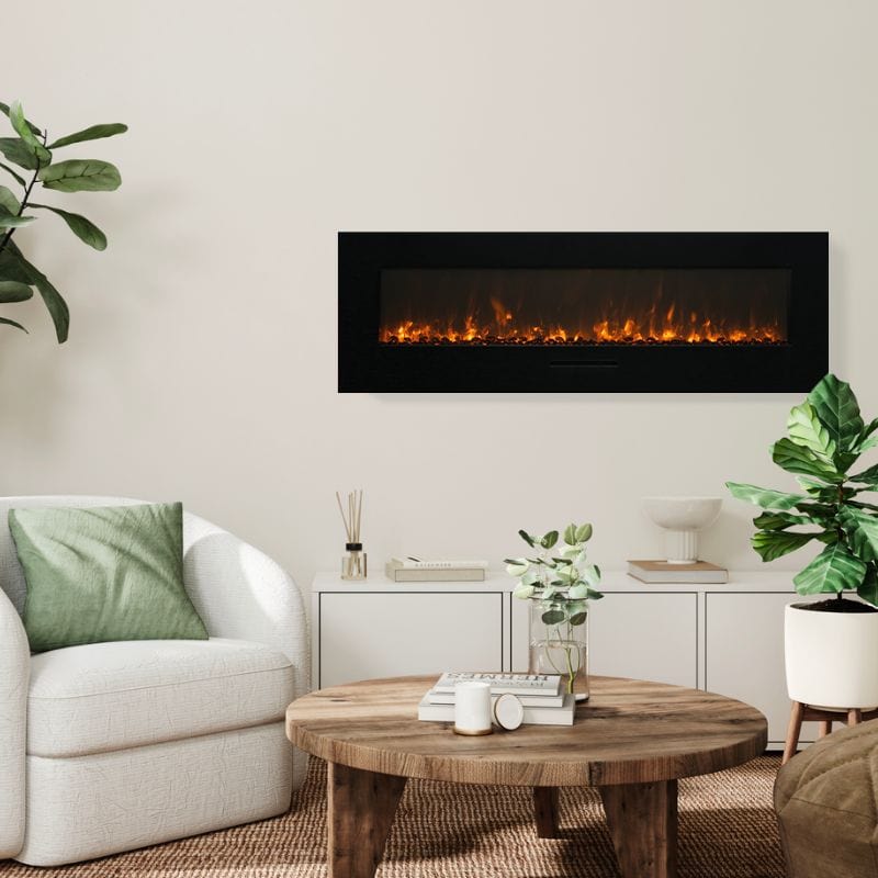 Wall Mount Flush Mount with Black Glass Surround Electric Fireplace by Amantii