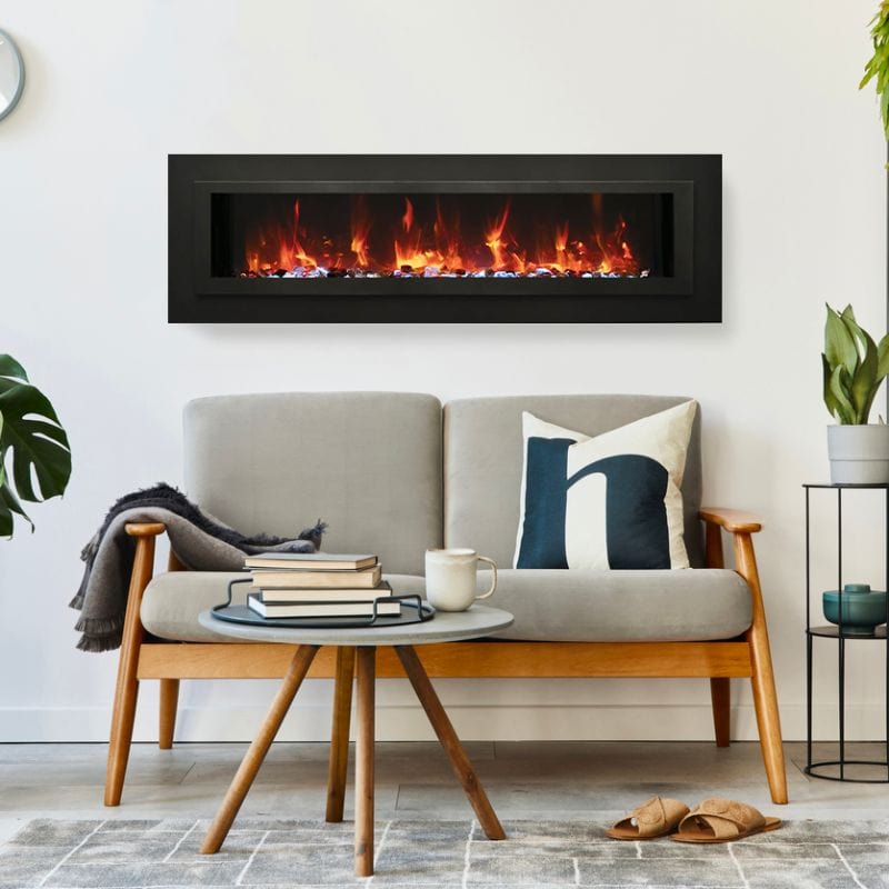 Wall Mount / Flush Mount Electric Fireplace with Steel Surround and Glass Media by Amantii