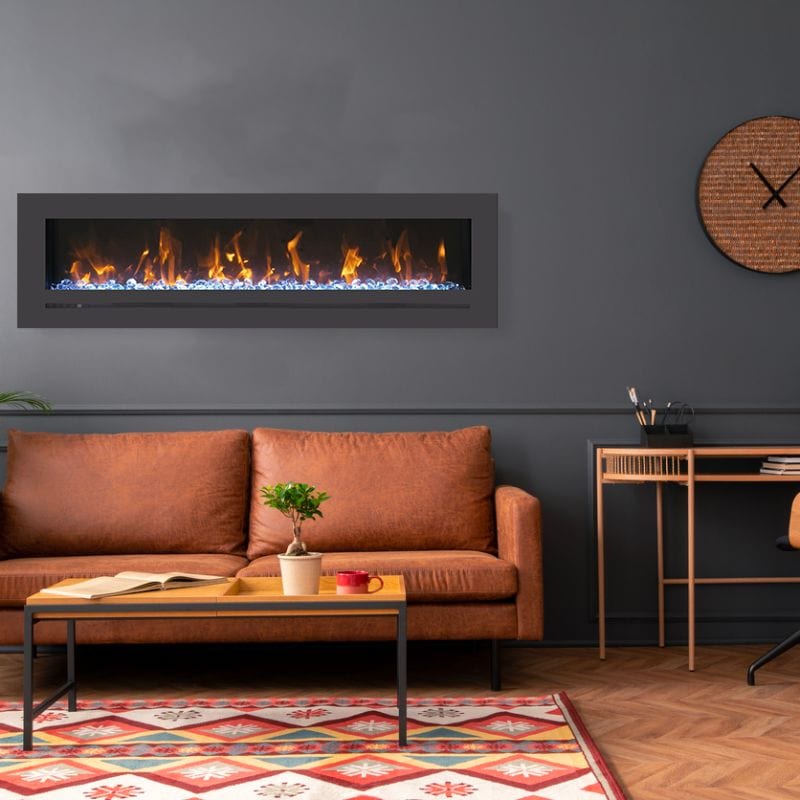 Wall Mount / Flush Mount Electric Fireplace with Steel Surround and Glass Media by Amantii
