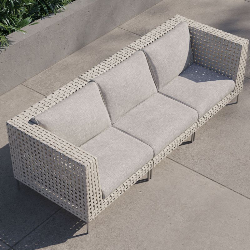 White Open Weave Wicker Modular Outdoor Seating