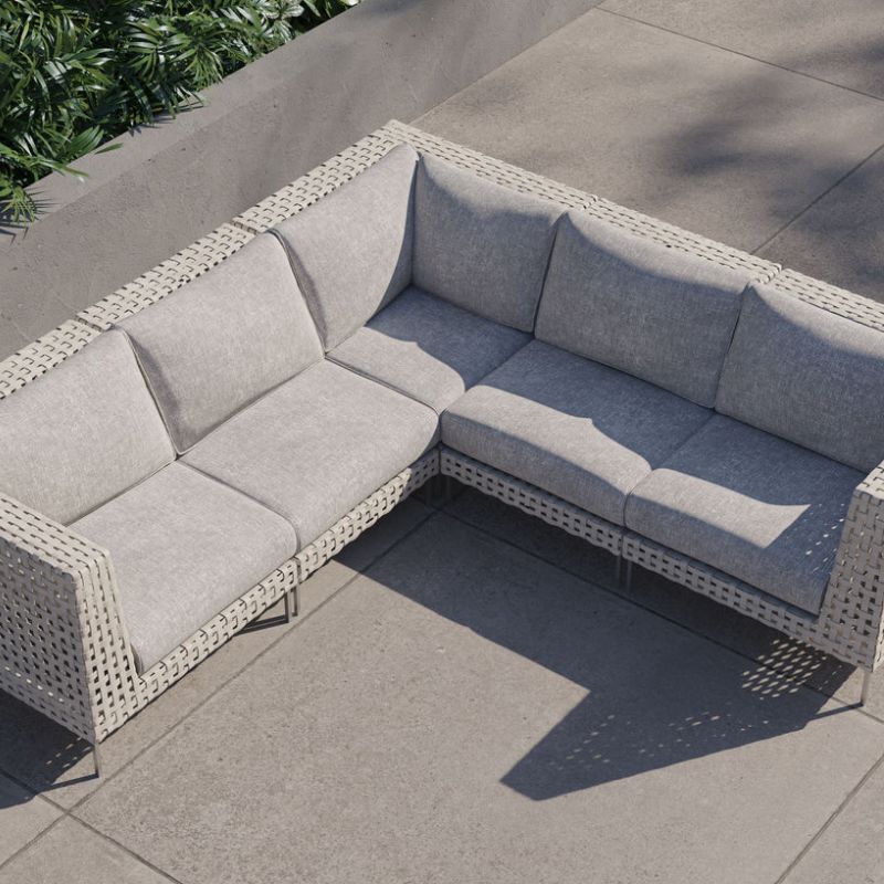 White Open Weave Wicker Modular Outdoor Seating