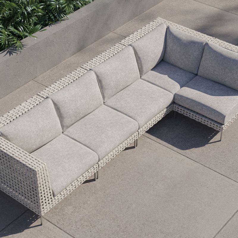 White Open Weave Wicker Modular Outdoor Seating