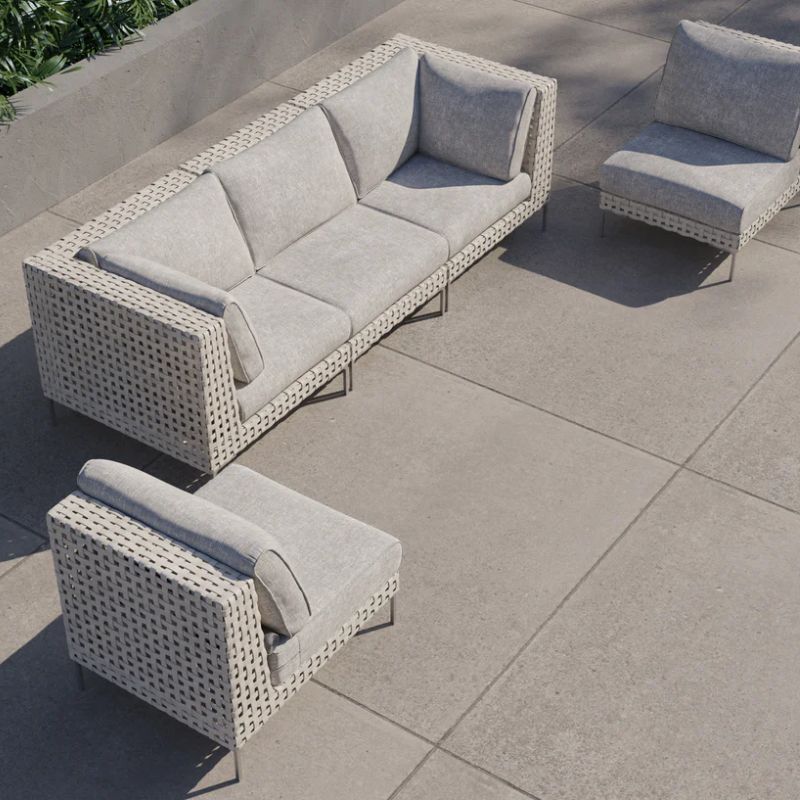 White Open Weave Wicker Modular Outdoor Seating