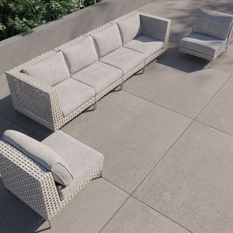 White Open Weave Wicker Modular Outdoor Seating