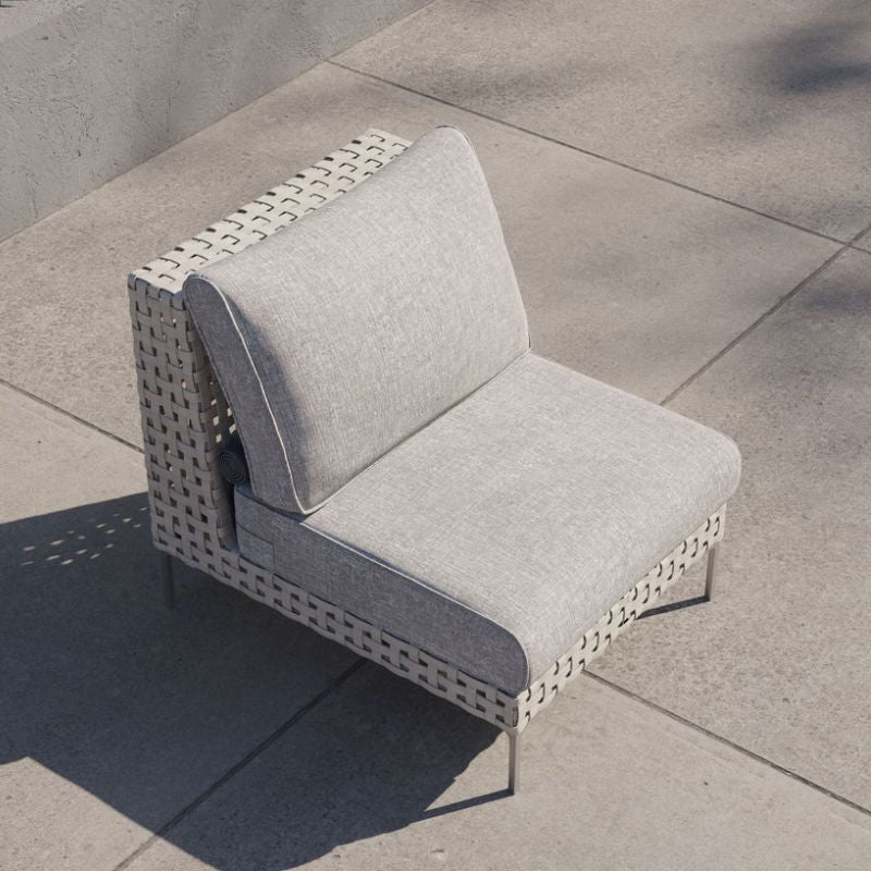 White Open Weave Wicker Modular Outdoor Seating