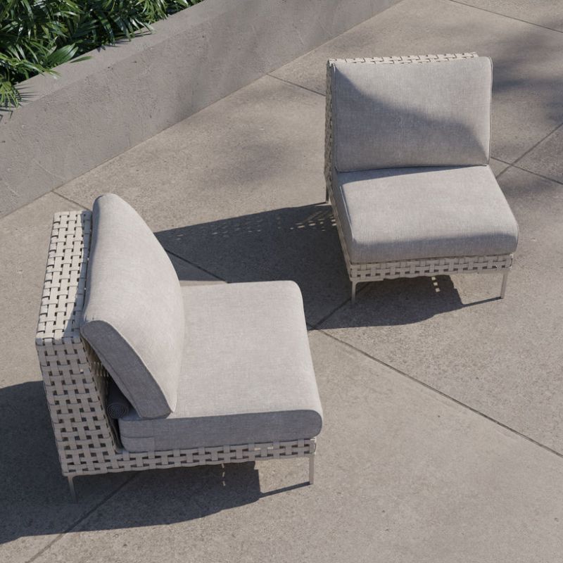White Open Weave Wicker Modular Outdoor Seating