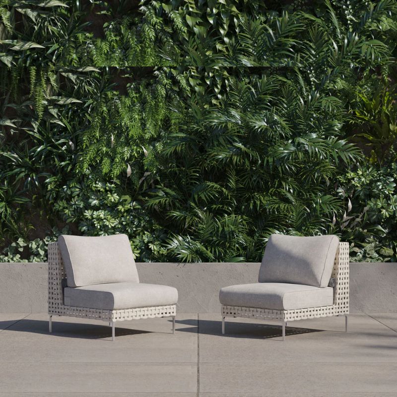 White Open Weave Wicker Modular Outdoor Seating