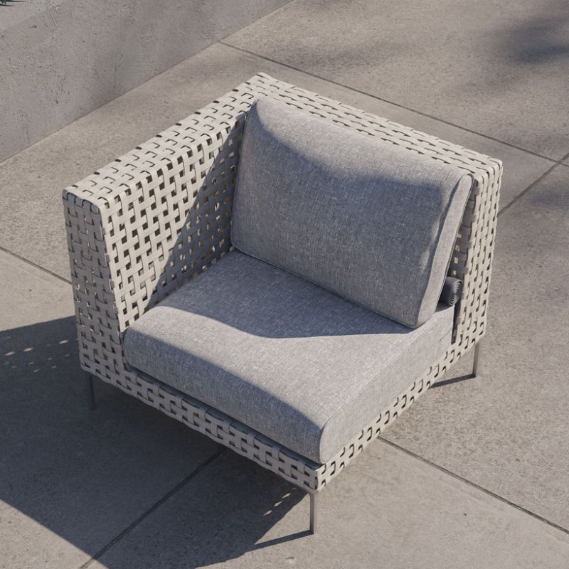 White Open Weave Wicker Modular Outdoor Seating