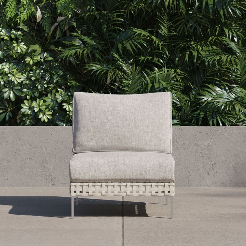 White Open Weave Wicker Modular Outdoor Seating